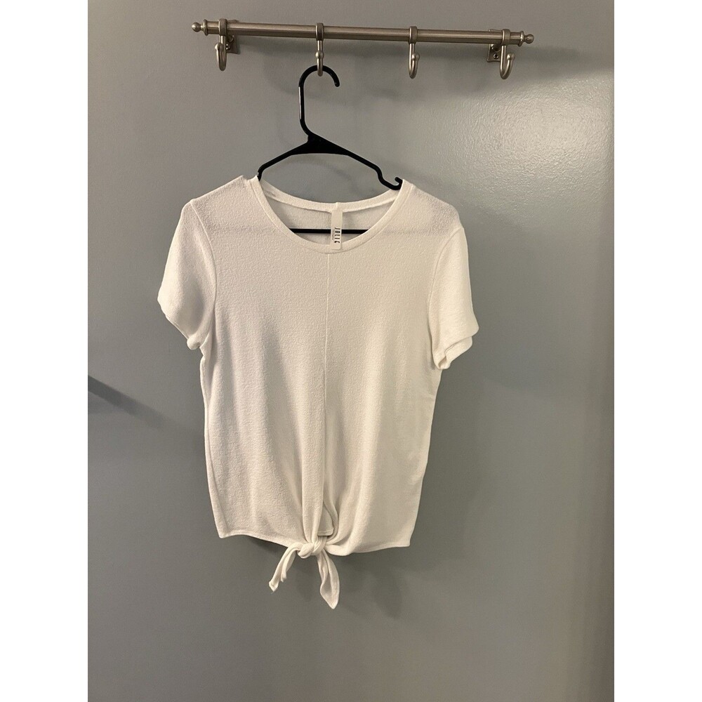 Jolie Los Angeles White knit tie front Blouse Size Medium